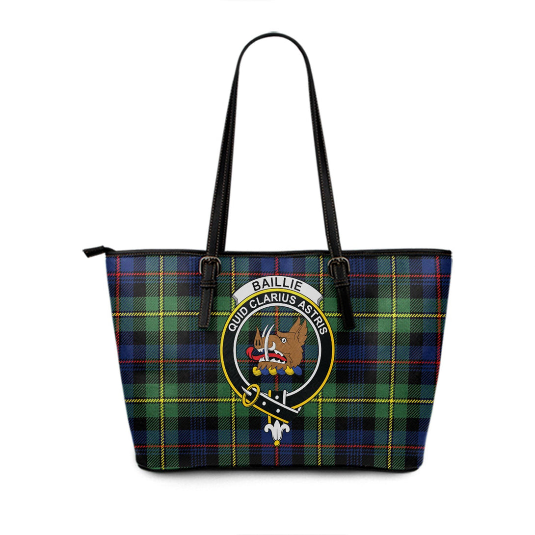 Baillie Modern Clan Badge Tartan Leather Tote Bag