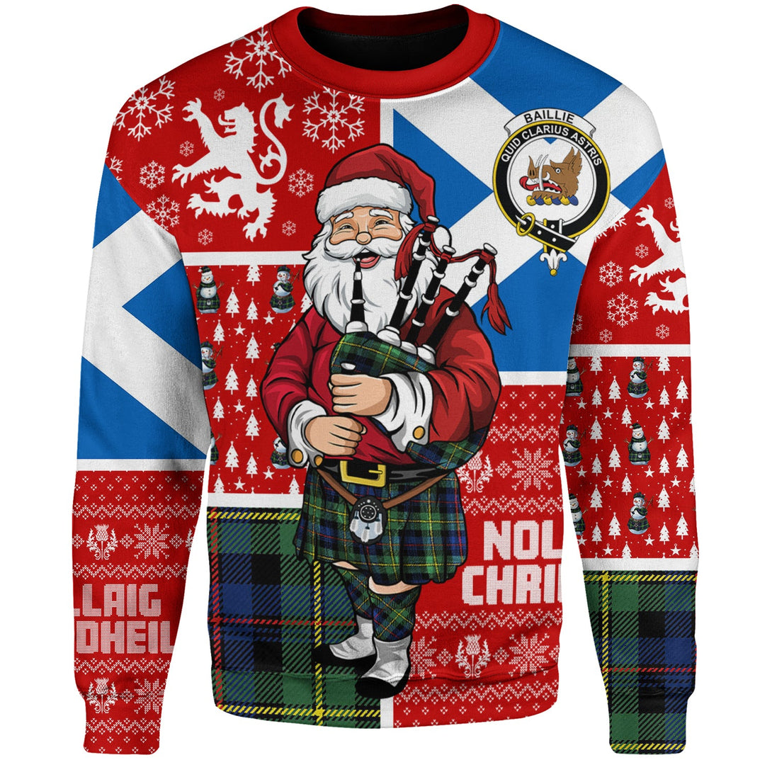 Baillie Modern Clan Badge Tartan Sweatshirt Scotland Christmas Santa