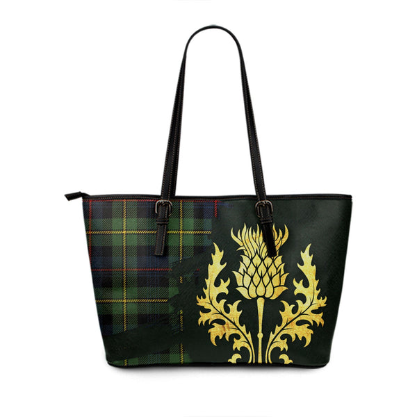 Baillie Modern Tartan Leather Tote Bag Thistle Oldest Style