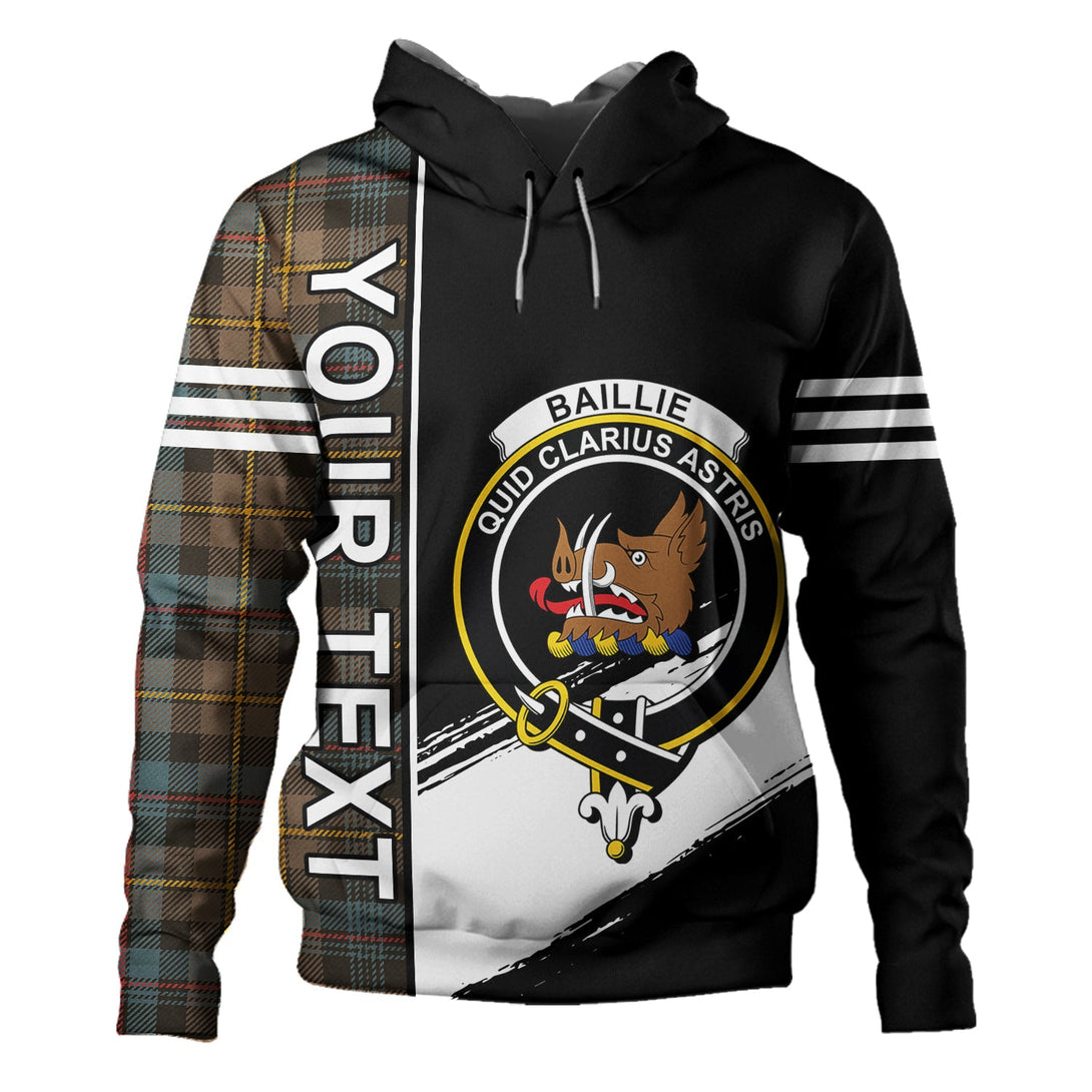 Baillie Weathered Clan Badge Tartan Hoodie Quarter Style Personalized