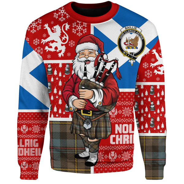 Baillie Weathered Clan Badge Tartan Sweatshirt Scotland Christmas Santa