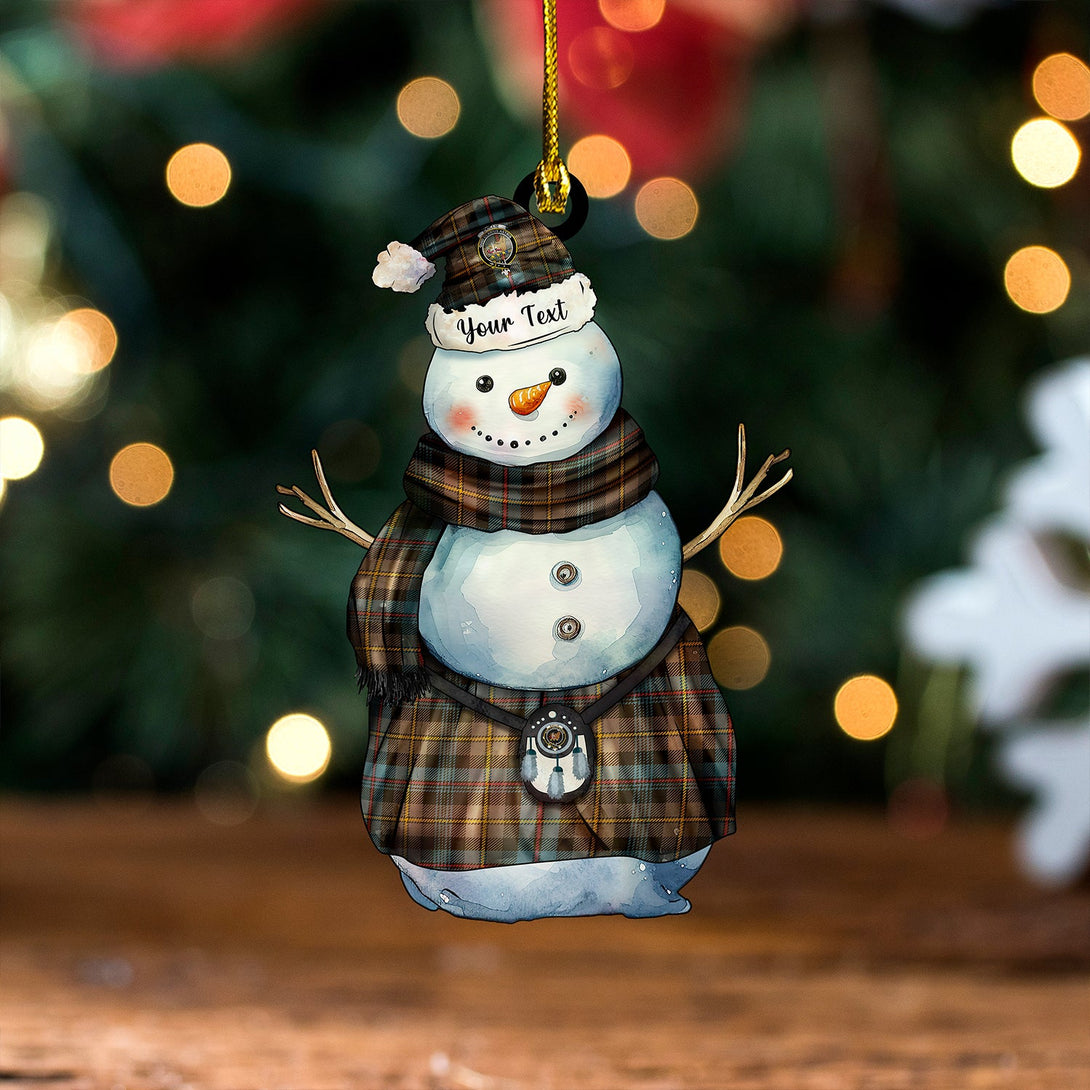 Baillie Weathered Clan Badge Tartan Wood Acrylic Ornament Snowman Warrior Personalized