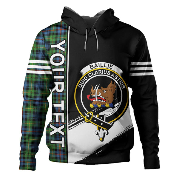 Baillie of Lamington Clan Badge Tartan Hoodie Quarter Style Personalized