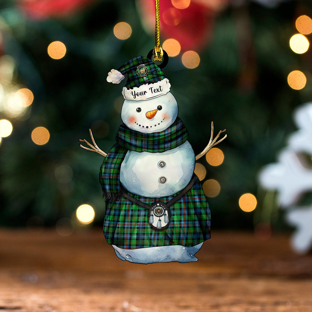 Baillie of Lamington Clan Badge Tartan Wood Acrylic Ornament Snowman Warrior Personalized