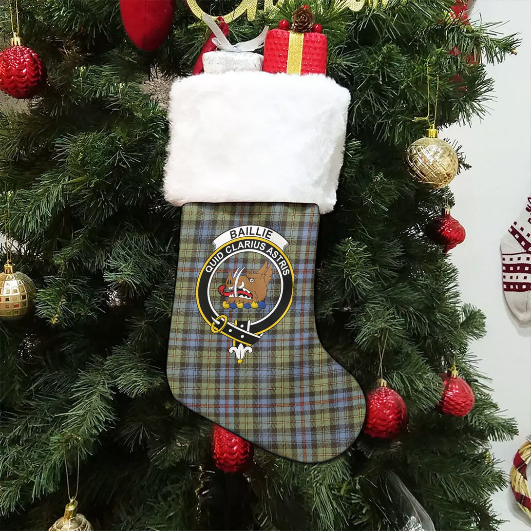 Baillie of Lamington Weathered Clan Badge Tartan Christmas Stocking