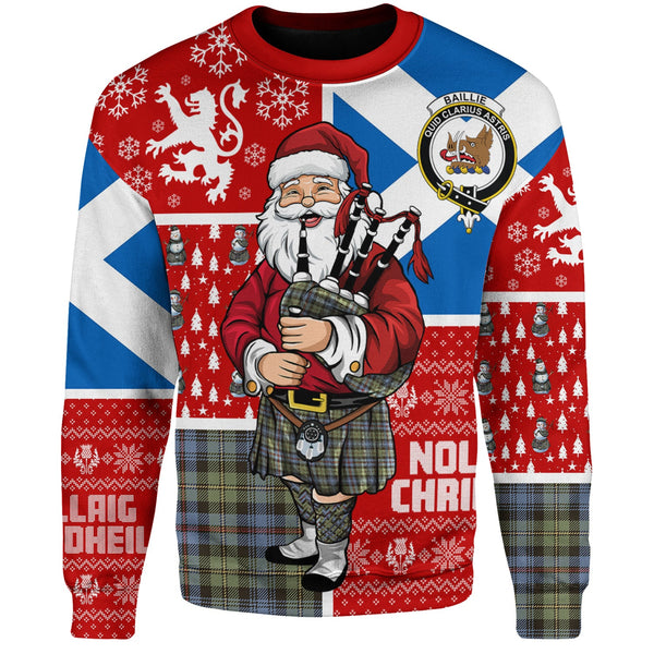 Baillie of Lamington Weathered Clan Badge Tartan Sweatshirt Scotland Christmas Santa