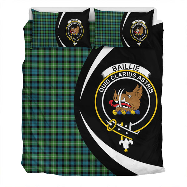 Baillie of Polkemmet Ancient Clan Badge Tartan Bedding Set Circle Style