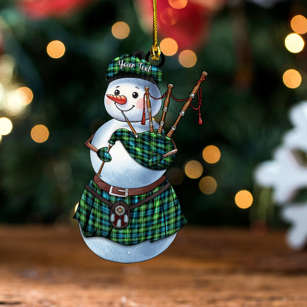 Baillie of Polkemmet Ancient Clan Badge Tartan Wood Acrylic Ornament Snowman Bagpipe Personalized