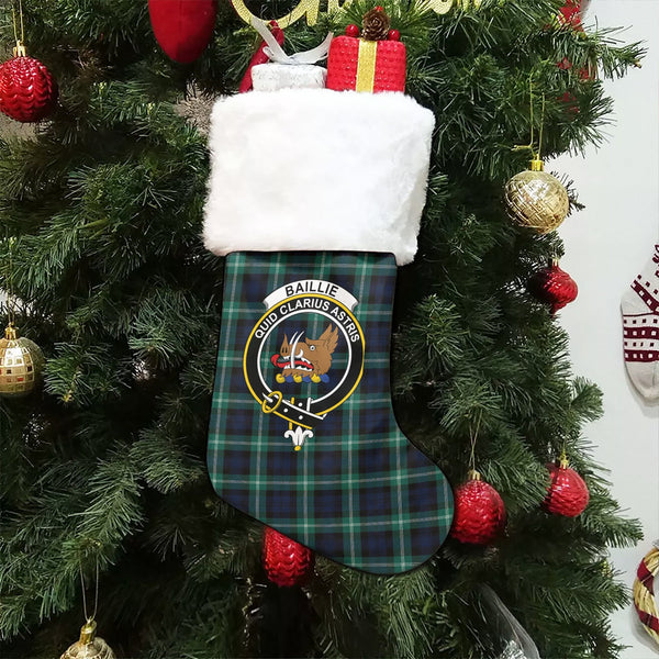 Baillie of Polkemmet Modern Clan Badge Tartan Christmas Stocking