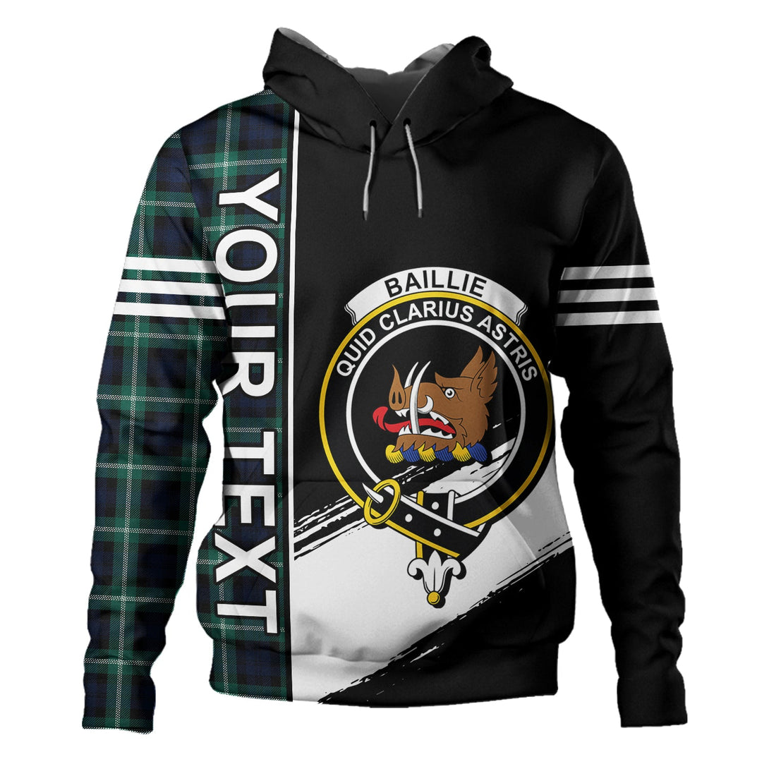 Baillie of Polkemmet Modern Clan Badge Tartan Hoodie Quarter Style Personalized