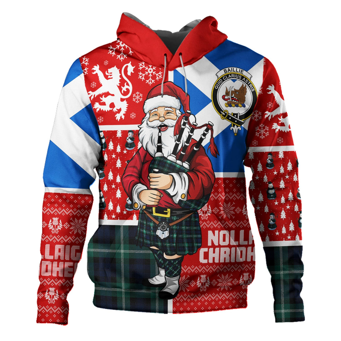 Baillie of Polkemmet Modern Clan Badge Tartan Hoodie Scotland Christmas Santa