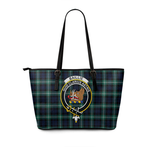 Baillie of Polkemmet Modern Clan Badge Tartan Leather Tote Bag