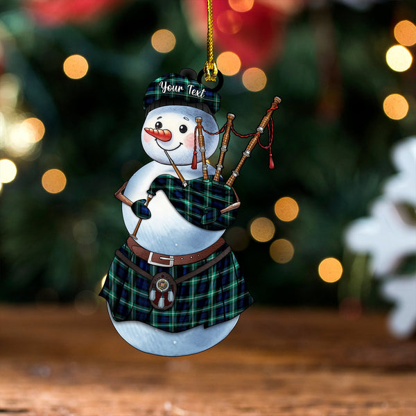 Baillie of Polkemmet Modern Clan Badge Tartan Wood Acrylic Ornament Snowman Bagpipe Personalized