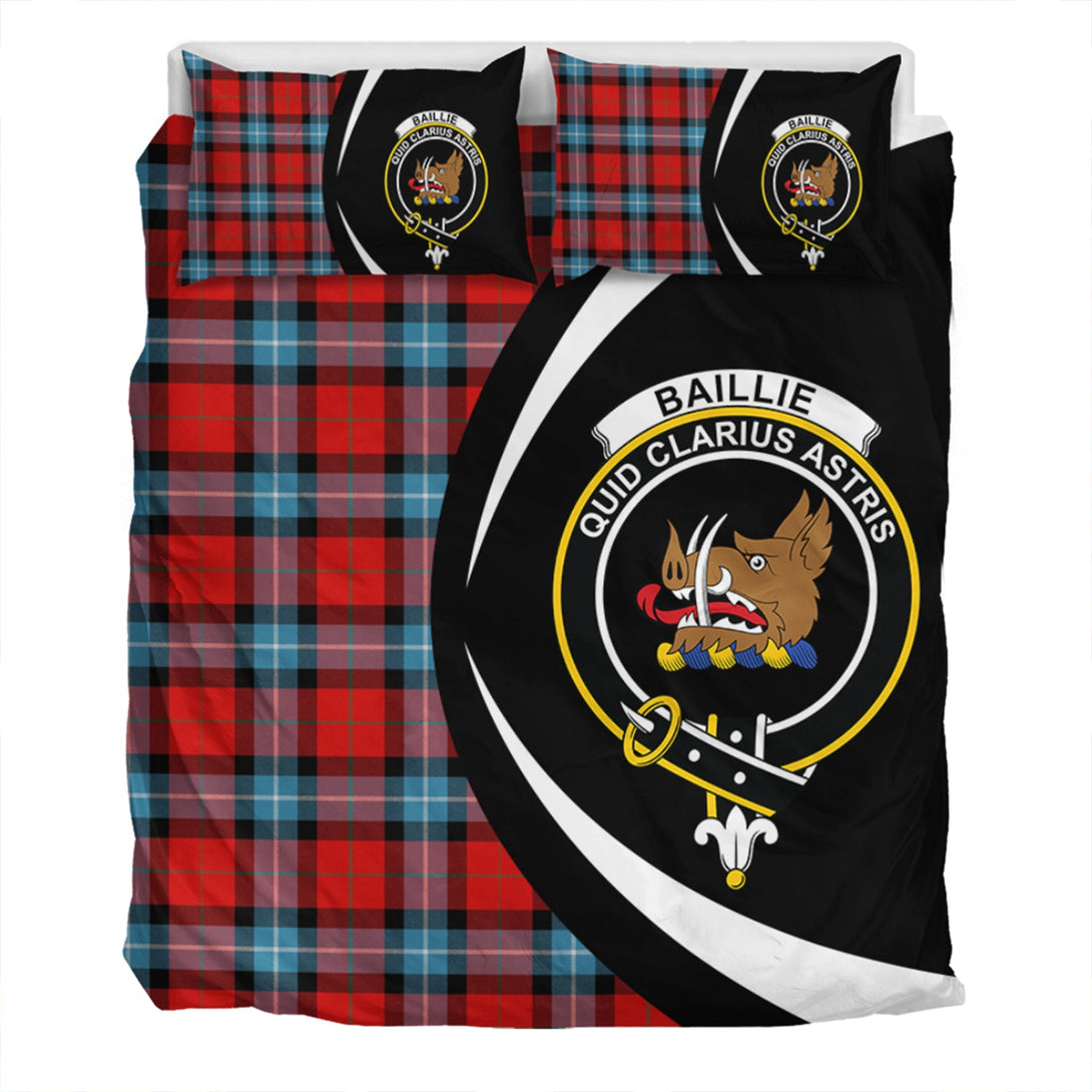 Baillie of Polkemmet Red Clan Badge Tartan Bedding Set Circle Style