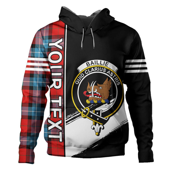 Baillie of Polkemmet Red Clan Badge Tartan Hoodie Quarter Style Personalized