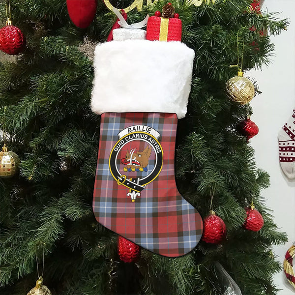 Baillie of Polkemmet Red Weathered Clan Badge Tartan Christmas Stocking