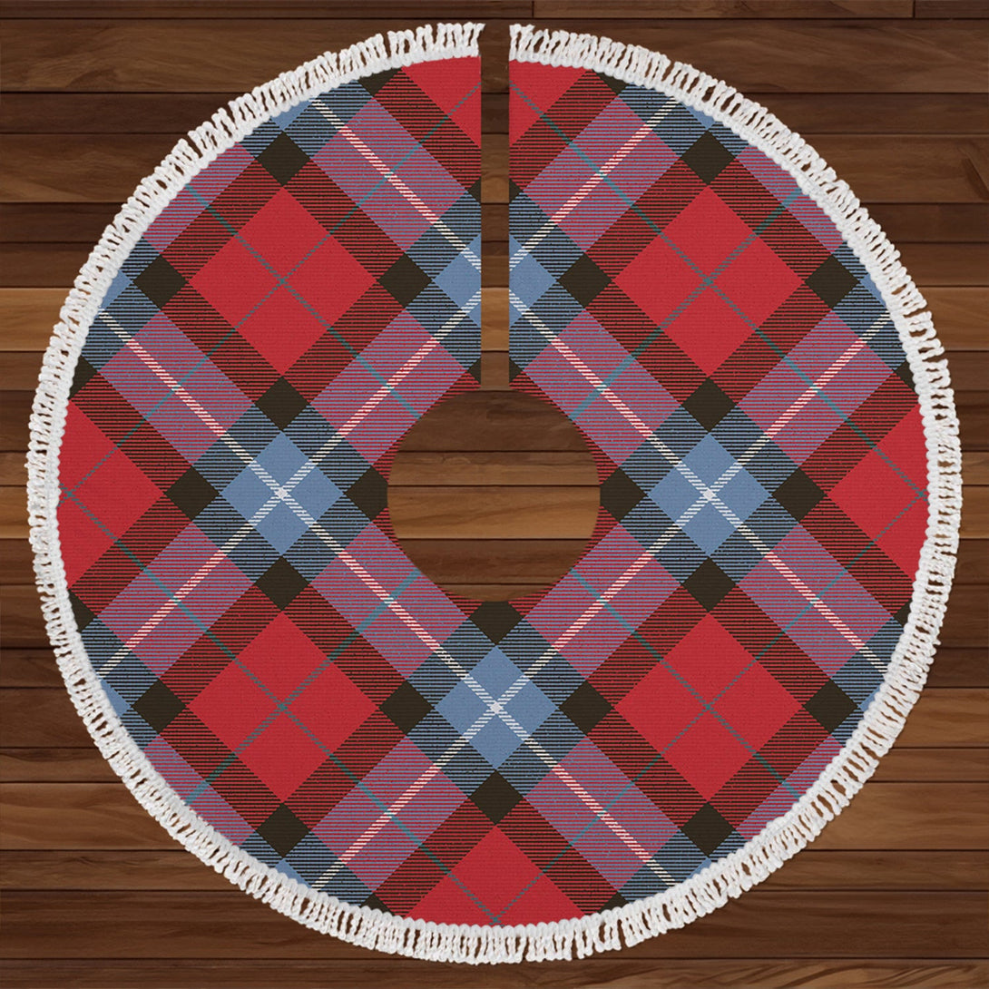 Baillie of Polkemmet Red Weathered Clan Badge Tartan Christmas Tree Skirt