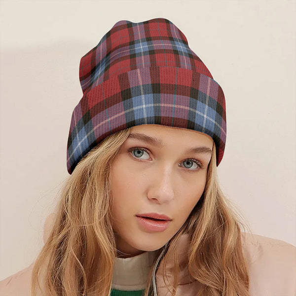 Baillie of Polkemmet Red Weathered Clan Badge Tartan Knitted Beanie