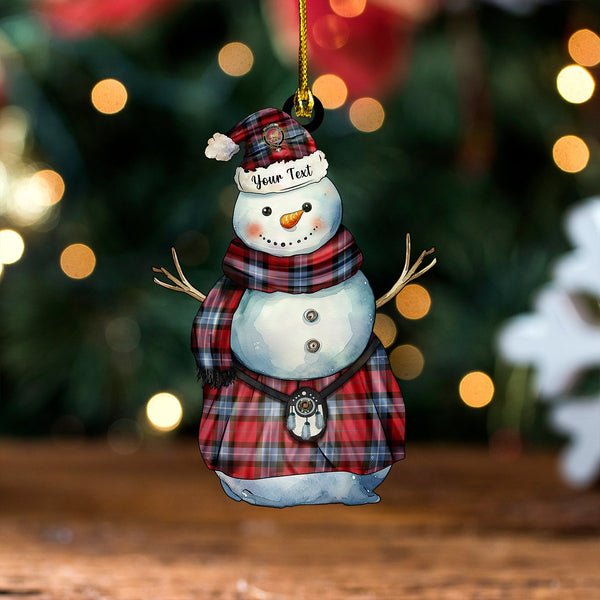 Baillie of Polkemmet Red Weathered Clan Badge Tartan Wood Acrylic Ornament Snowman Warrior Personalized