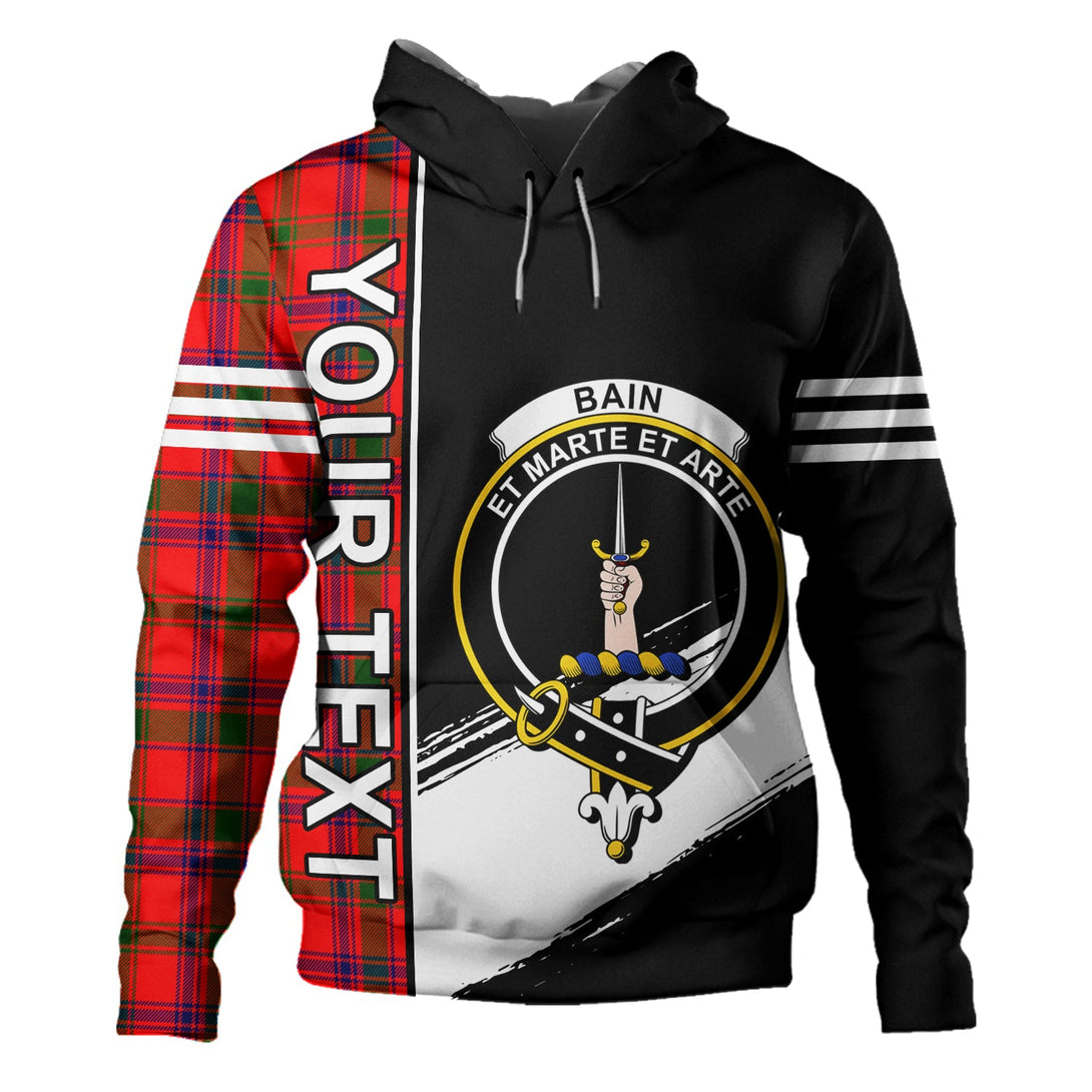 Bain Clan Badge Tartan Hoodie Quarter Style Personalized