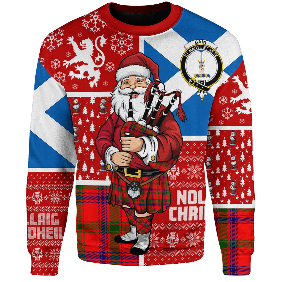 Bain Clan Badge Tartan Sweatshirt Scotland Christmas Santa