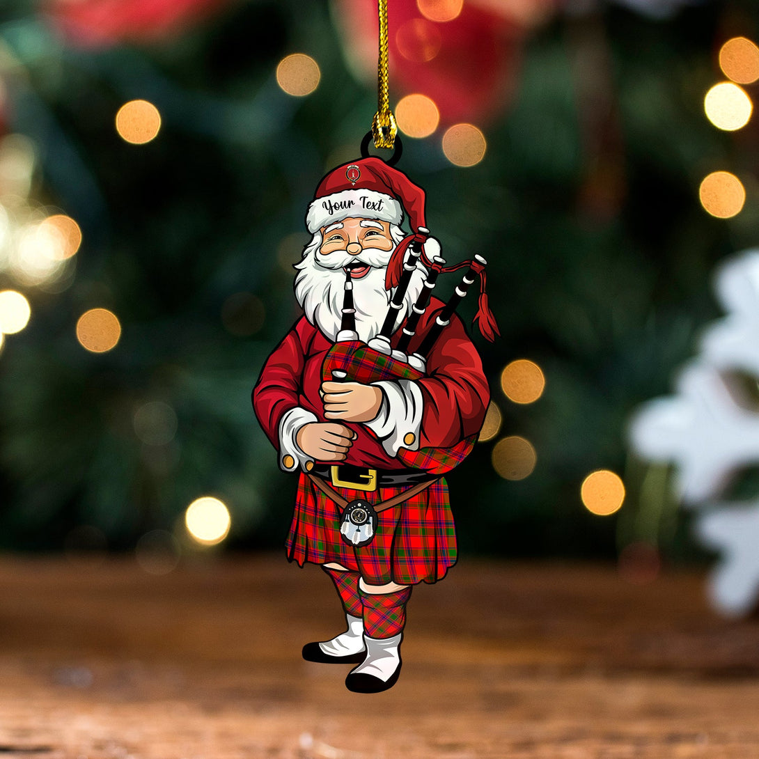 Bain Clan Badge Tartan Wood Acrylic Ornament Santa Personalized