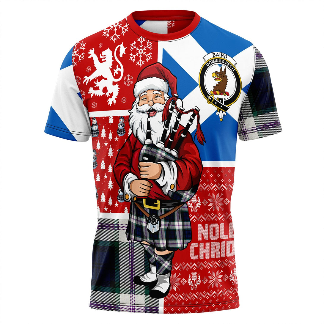 Baird Dress (Baines Dress) Clan Badge Tartan T-Shirt Scotland Christmas Santa