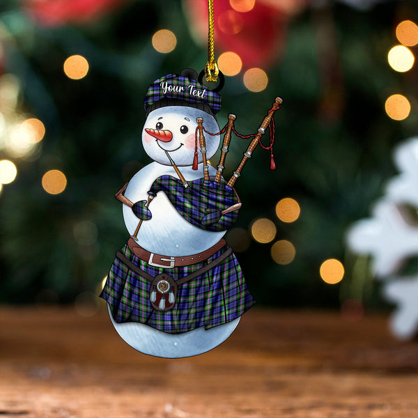 Baird Modern Clan Badge Tartan Wood Acrylic Ornament Snowman Bagpipe Personalized