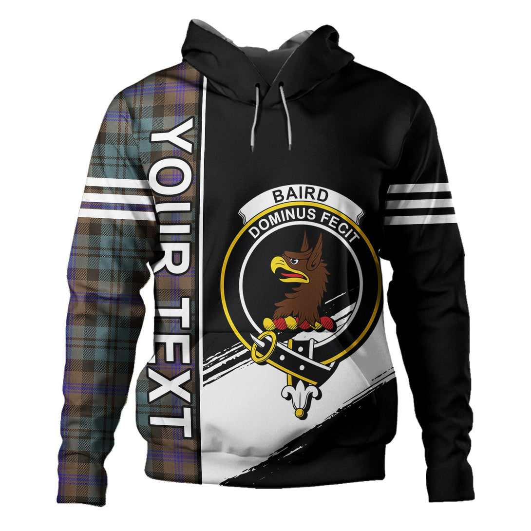 Baird (Baines) Weathered Clan Badge Tartan Hoodie Quarter Style Personalized