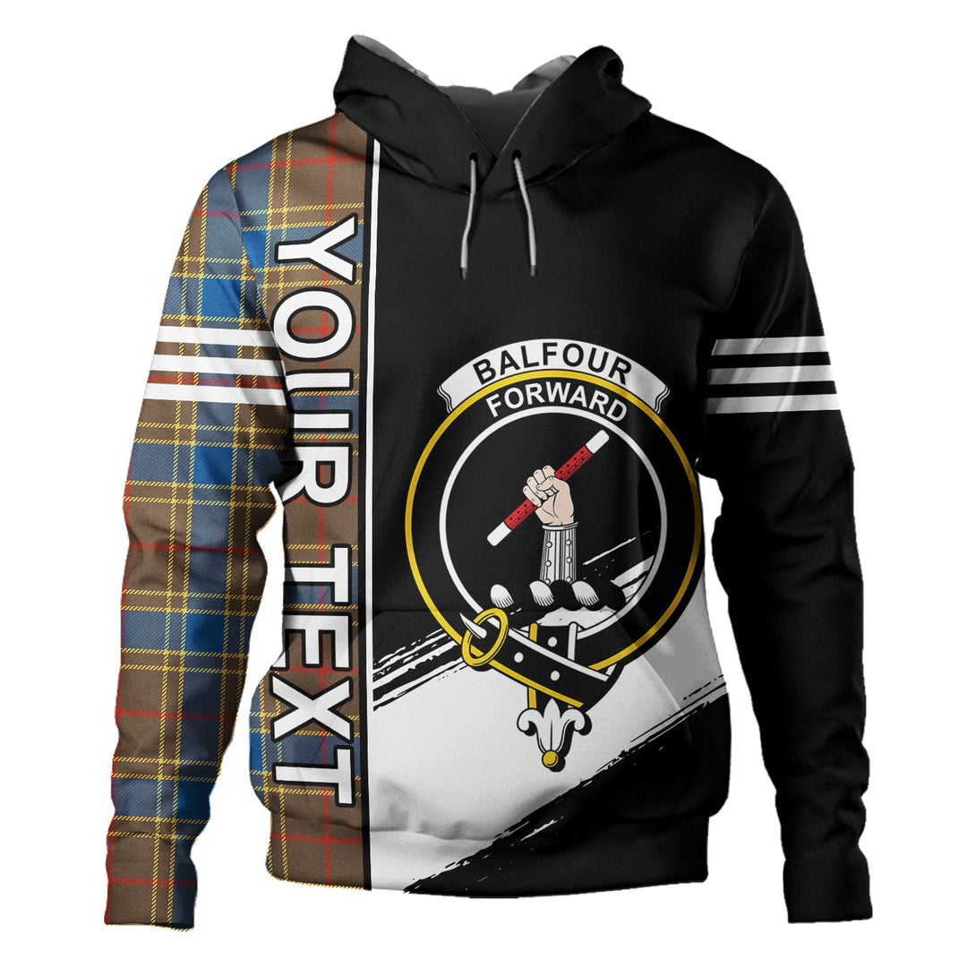 Balfour Ancient Clan Badge Tartan Hoodie Quarter Style Personalized