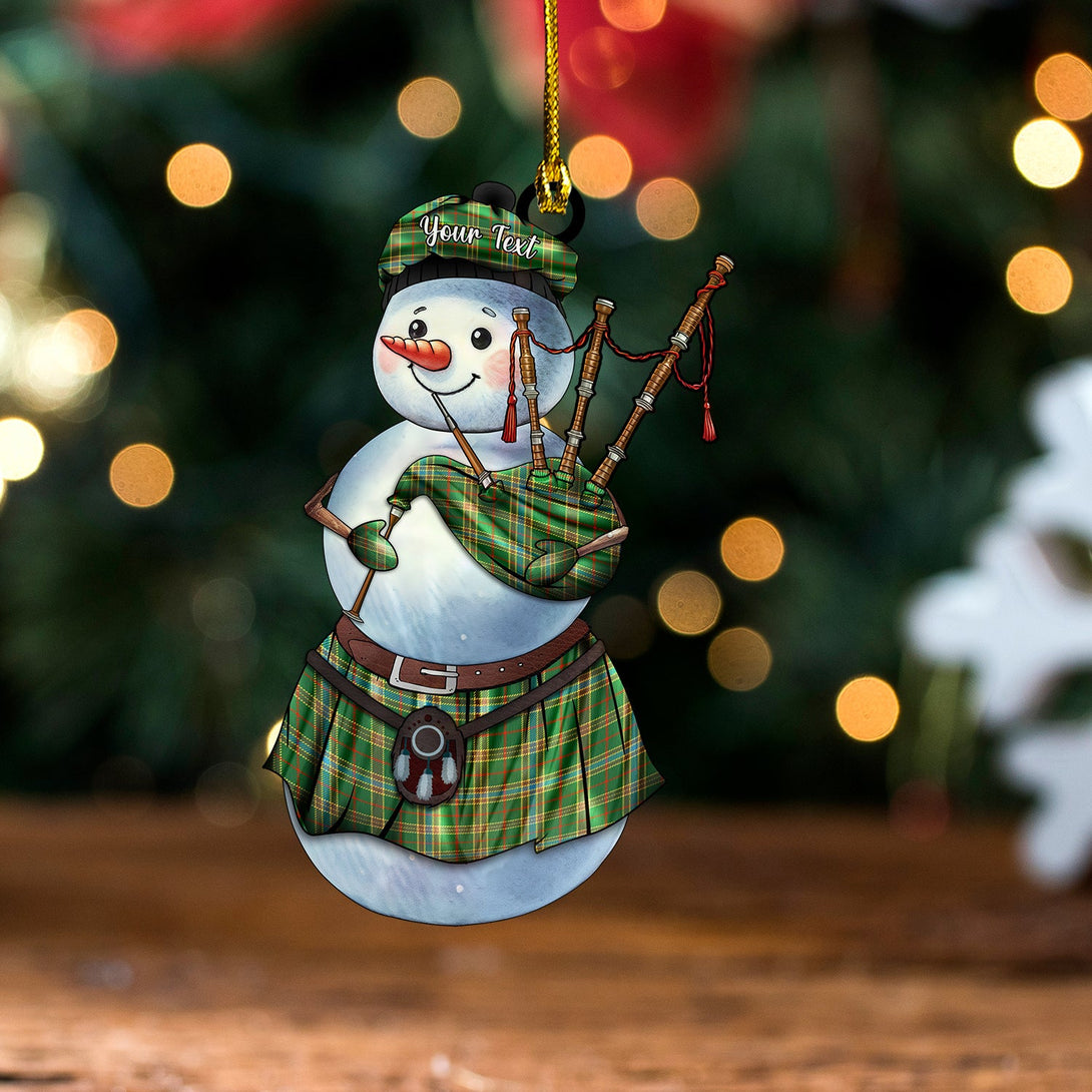 Balfour Hunting Ancient Tartan Wood Acrylic Ornament Snowman Bagpipe Personalized