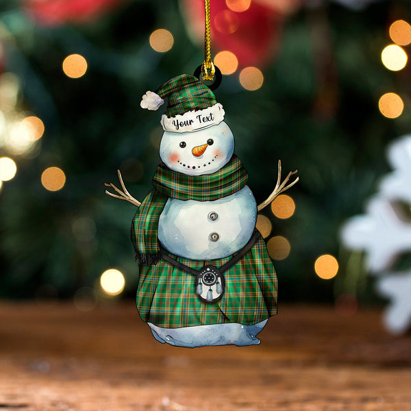 Balfour Hunting Ancient Tartan Wood Acrylic Ornament Snowman Warrior Personalized