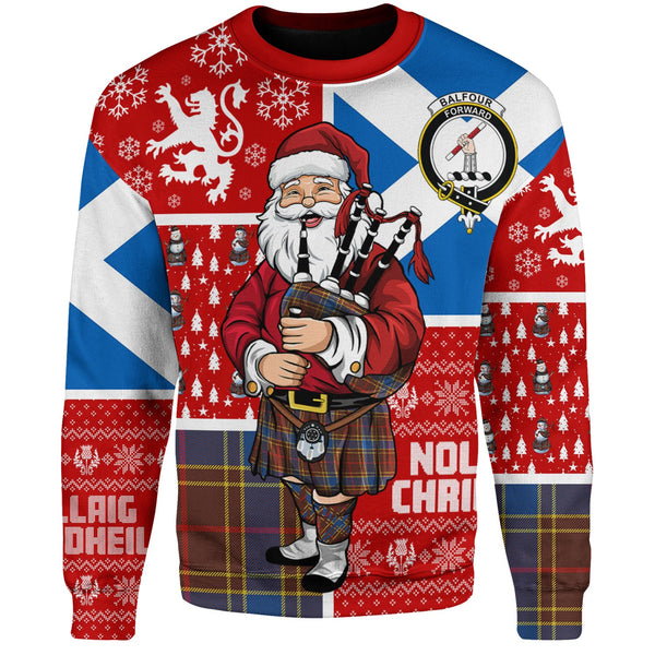 Balfour Modern Clan Badge Tartan Sweatshirt Scotland Christmas Santa