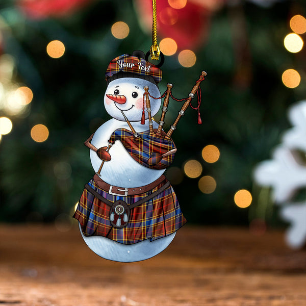 Balfour Modern Clan Badge Tartan Wood Acrylic Ornament Snowman Bagpipe Personalized