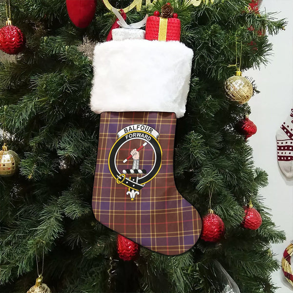 Balfour Weathered Clan Badge Tartan Christmas Stocking