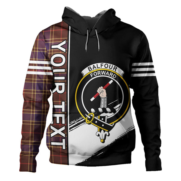 Balfour Weathered Clan Badge Tartan Hoodie Quarter Style Personalized