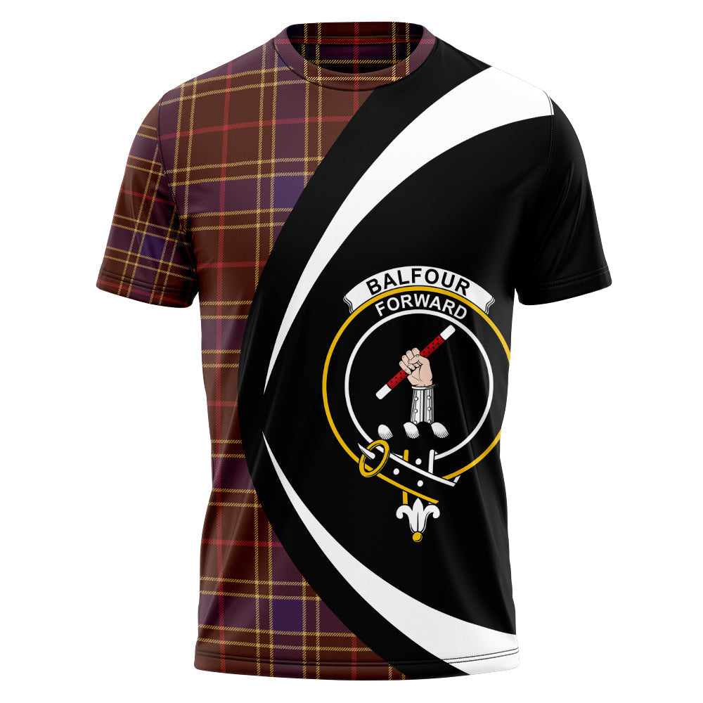 Balfour Weathered Clan Badge Tartan T-Shirt Circle Style Personalized