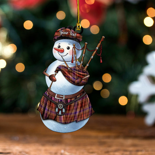 Balfour Weathered Clan Badge Tartan Wood Acrylic Ornament Snowman Bagpipe Personalized