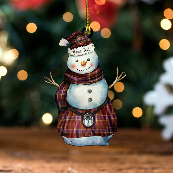 Balfour Weathered Clan Badge Tartan Wood Acrylic Ornament Snowman Warrior Personalized