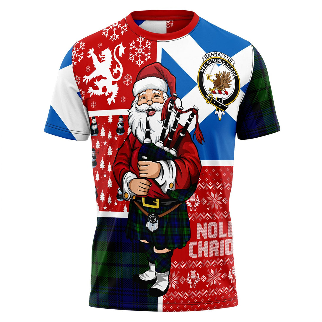 Bannatyne Clan Badge Tartan T-Shirt Scotland Christmas Santa