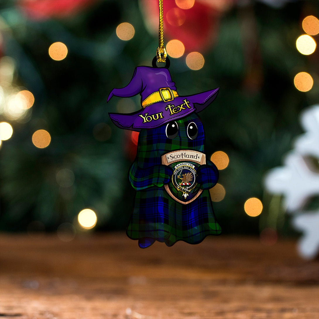 Bannatyne Clan Badge Tartan Wood Acrylic Ornament Halloween Ghost