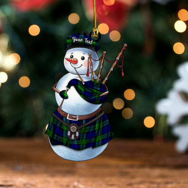 Bannatyne Clan Badge Tartan Wood Acrylic Ornament Snowman Bagpipe Personalized