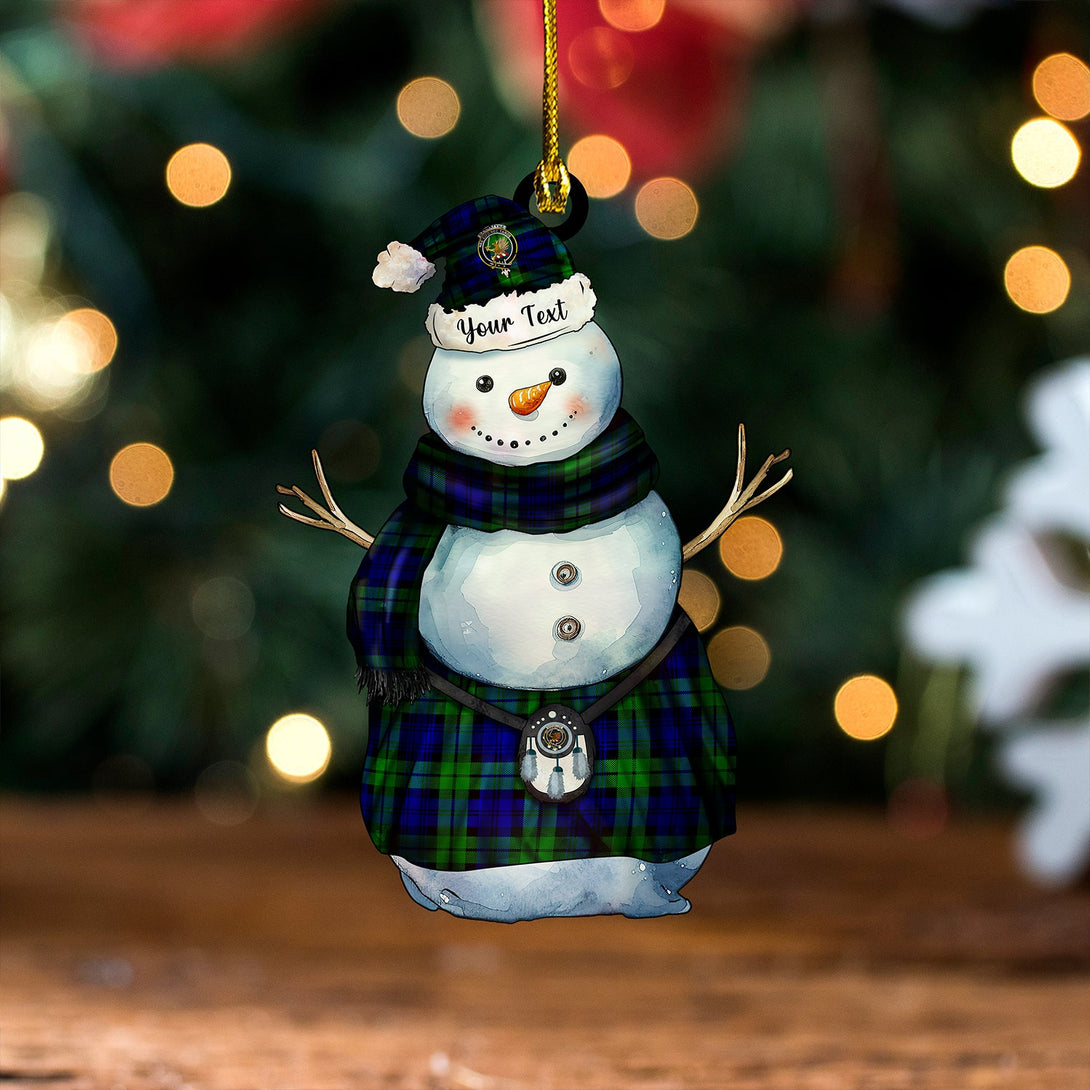 Bannatyne Clan Badge Tartan Wood Acrylic Ornament Snowman Warrior Personalized