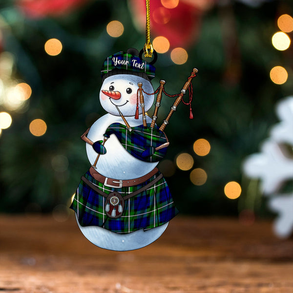 Bannerman Clan Badge Tartan Wood Acrylic Ornament Snowman Bagpipe Personalized