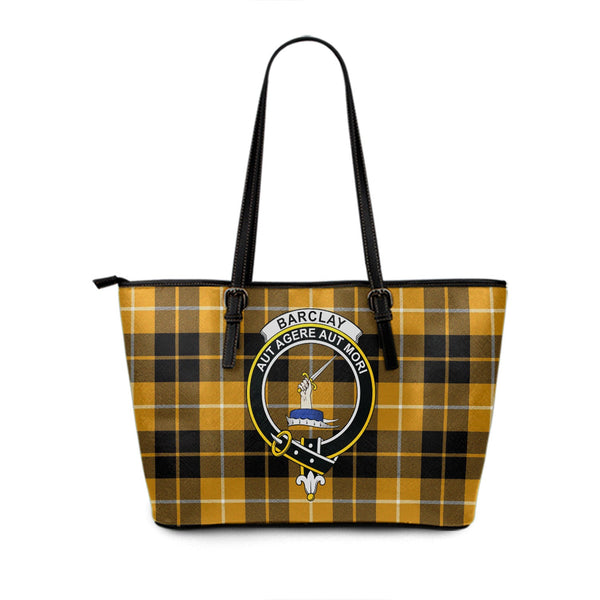 Barclay Dress Ancient Clan Badge Tartan Leather Tote Bag