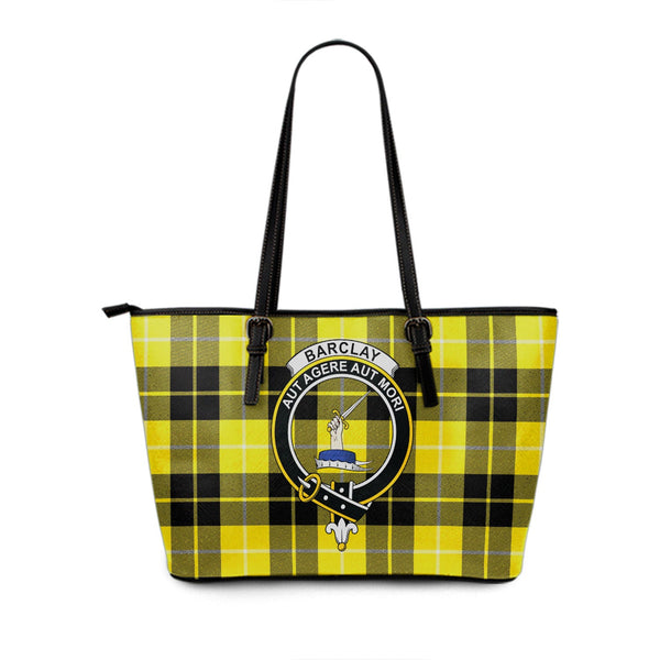 Barclay Dress Modern Clan Badge Tartan Leather Tote Bag