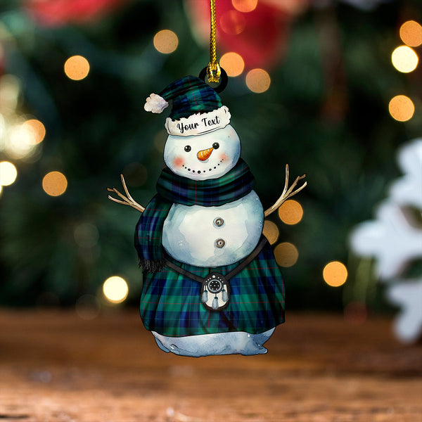 Barclay Hunting Modern Tartan Wood Acrylic Ornament Snowman Warrior Personalized