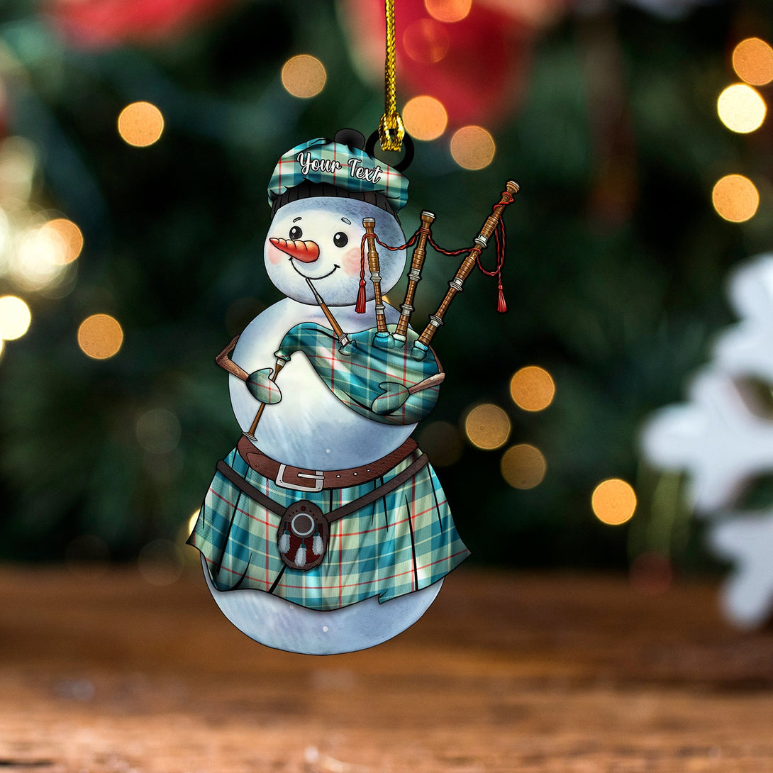 Barclay Hunting 2 Ancient Tartan Wood Acrylic Ornament Snowman Bagpipe Personalized