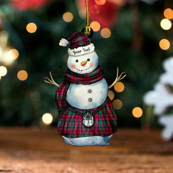 Bates (Bate) Modern Tartan Wood Acrylic Ornament Snowman Warrior Personalized