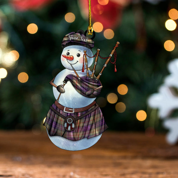 Batten Weathered Tartan Wood Acrylic Ornament Snowman Bagpipe Personalized